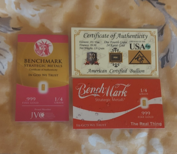 Invest in a Set of Three American Certified Bullion 24K Gold Bars