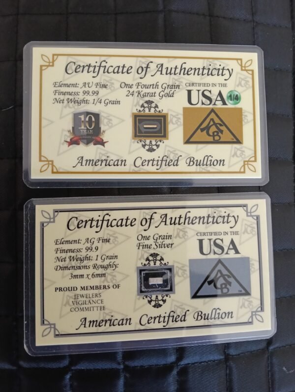 2, GOLD & SILVER BARS ON SALE WITH C.O.A.