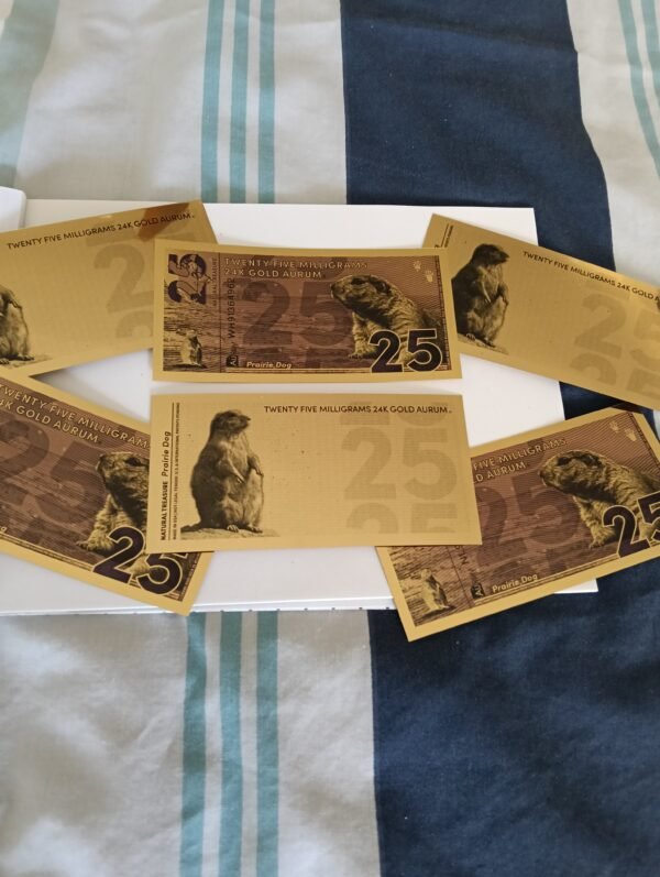 New! 10 Stack of Prairie Dog Aurum® 25mg (each) 24k Gold Bills Year 2025