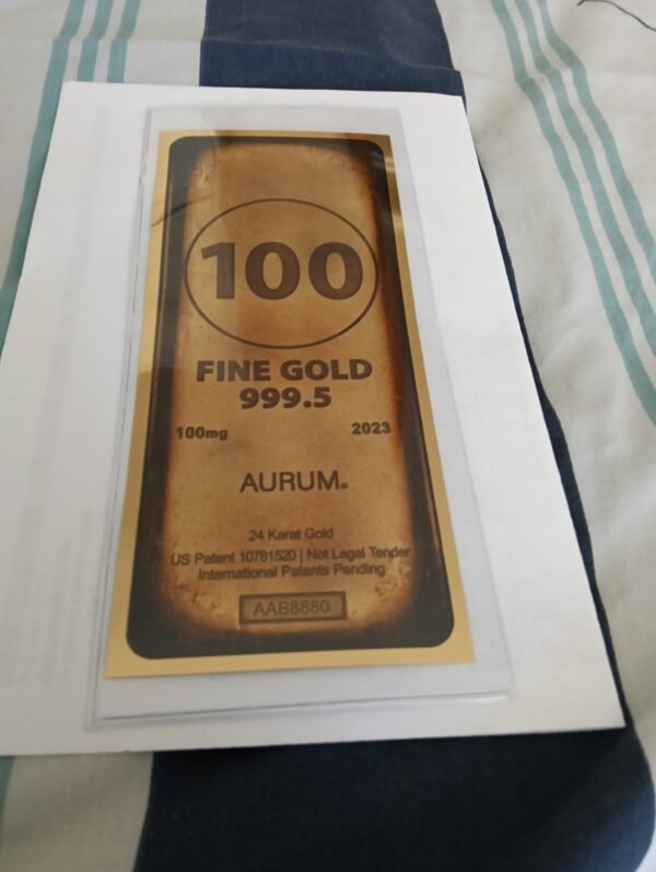 Gold bullion bar 24k  1/10th gram gold notes - Image 2