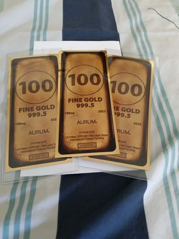 Gold bullion bar 24k  1/10th gram gold notes