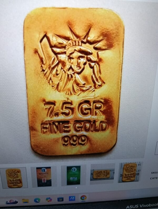 7.5 Grain .999 Fine 24k Gold Statue of Liberty Bar in the original assay card(.0.5 gram) - Image 3