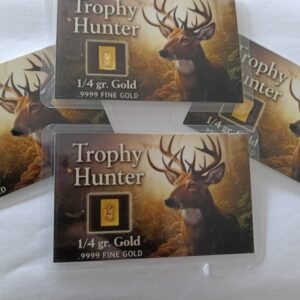 0.017 grams 24k gold bar in beautifull presentation card THE TROPHY HUNTER