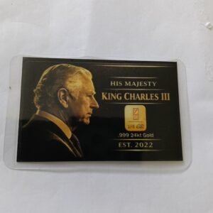 0.017 gram gold bar KING CHARLES 111 INVESTMENT COLLECTOR CARDS